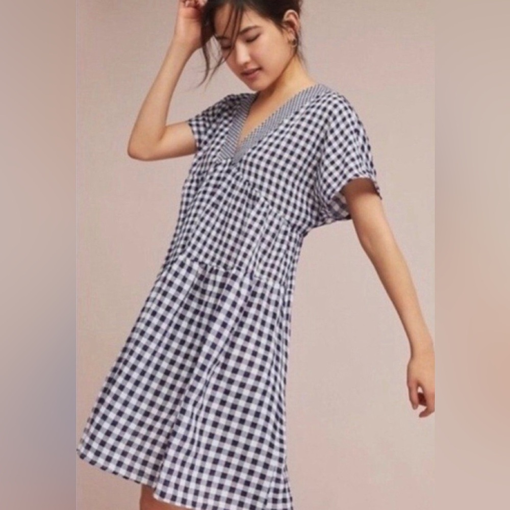 Anthropologie/Women’s NWT Blue and White Gingham Dress size S